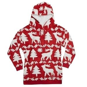 Vera Bradley Red Winter Fleece Hoodie with Kangaroo Pocket Size Medium
